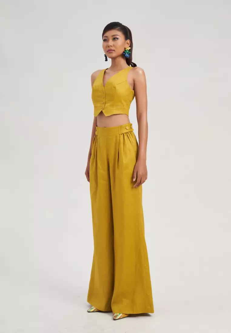 YELLOW LINEN CULOTTES