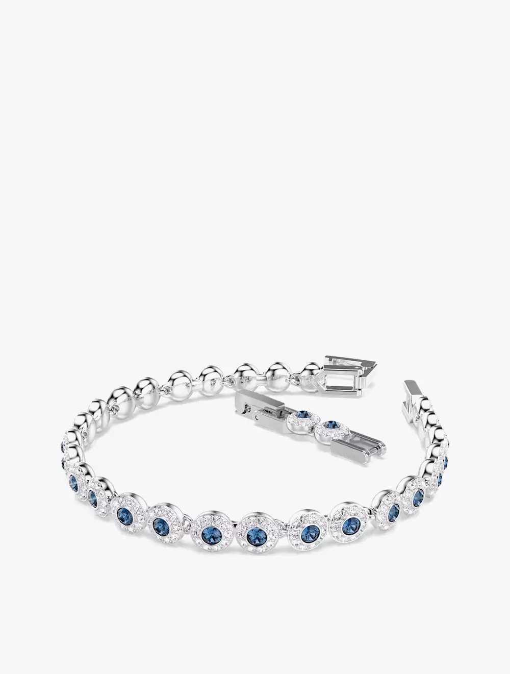Una Angelic Tennis bracelet, Round cut, Blue, Rhodium plated