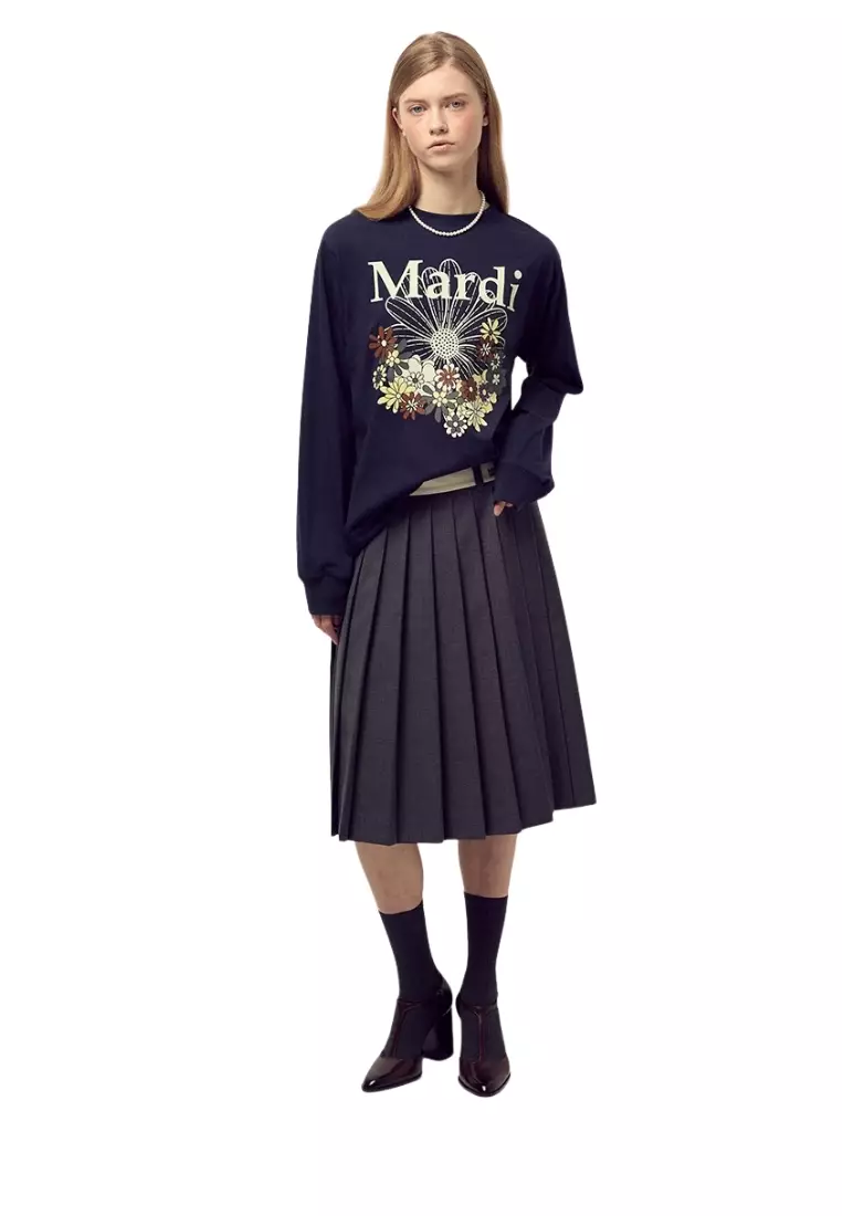 Tshirt Long Sleeve Flowermardi Jardin - Navy Ivory