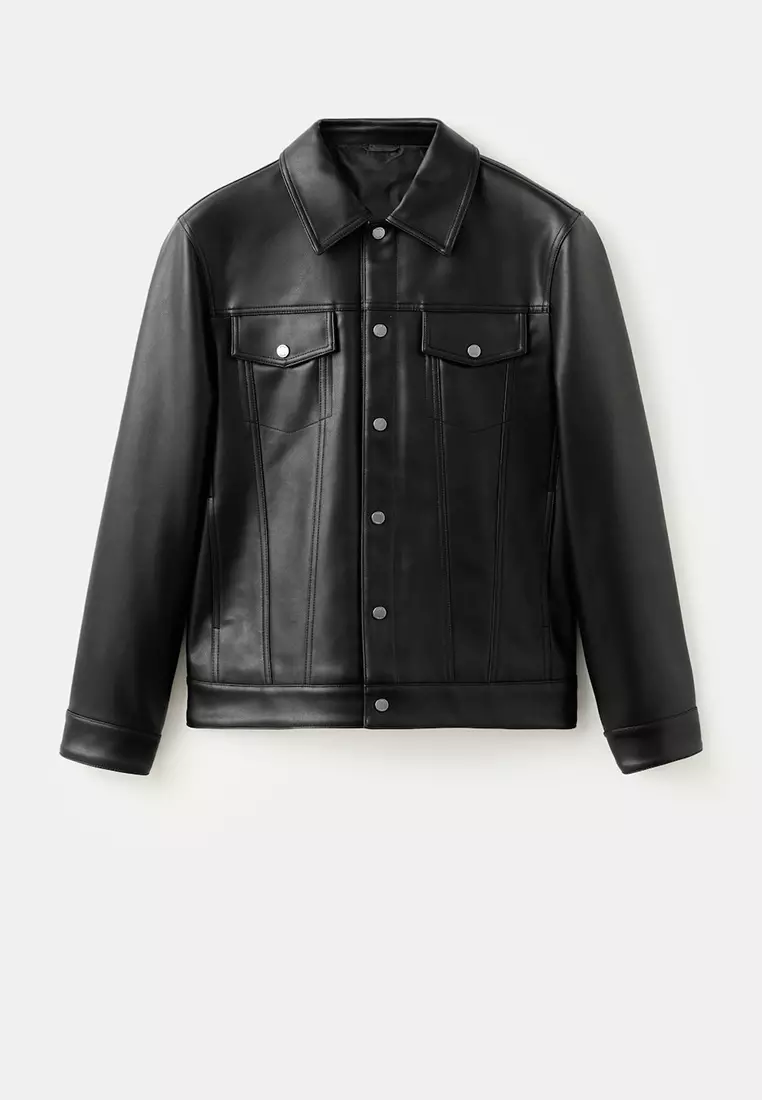 Faux-Leather Jacket with Pockets