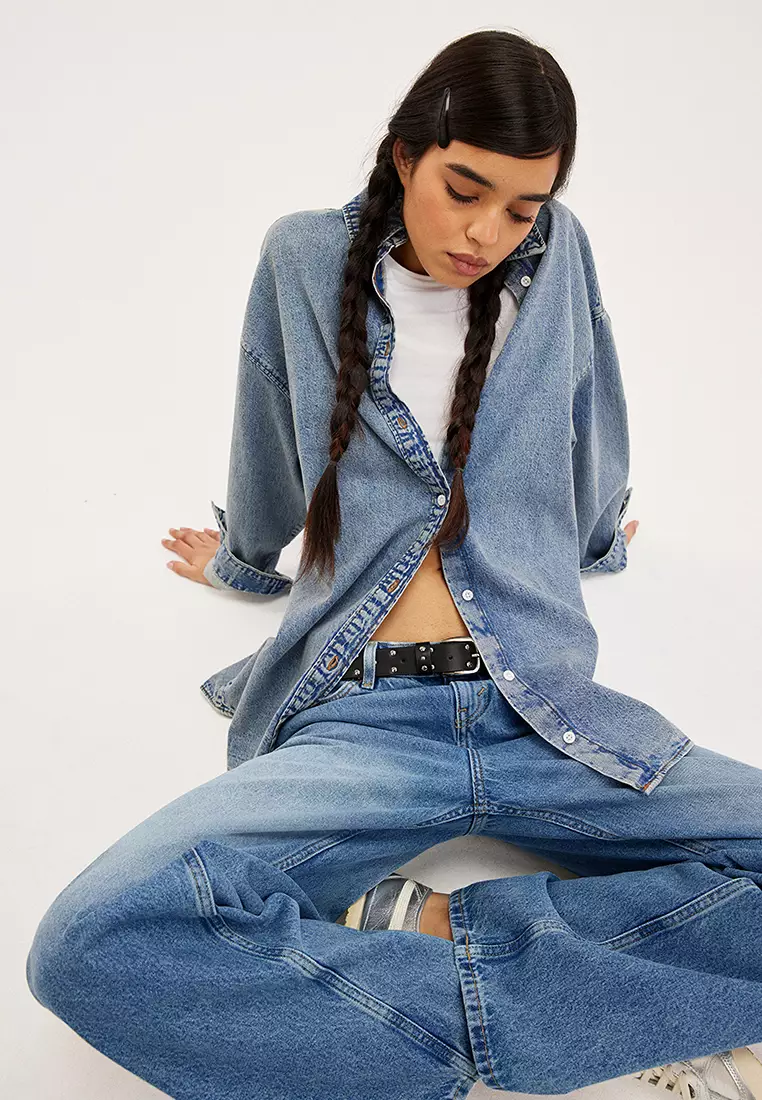 Monki store denim shirt