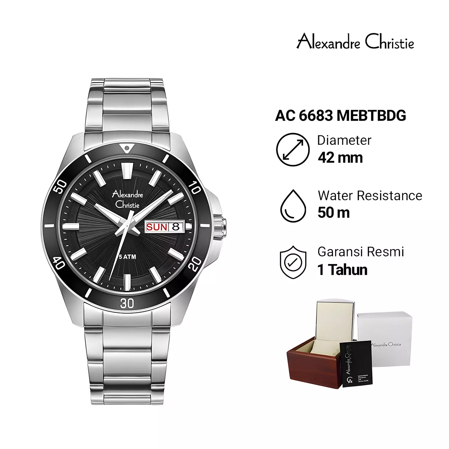 Jam Tangan Analog Pria - Two Tone Black Stainless Steel - 6683 MEBTBDG