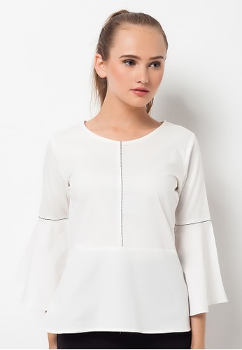 Bell Sleeves Cotton Blouse White