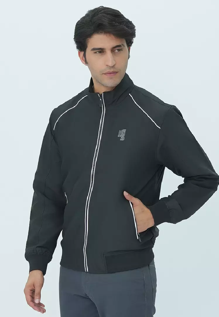 LGS - Jaket Pria - Standing Collar - Full Zipper - Hitam - JJK.558.211.001.C
