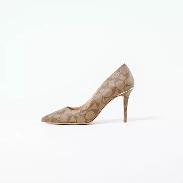 Jual Coach Sepatu COACH WILEY GHW LINE MONOGRAM BROWN BEIGE PUMP HEELS ...