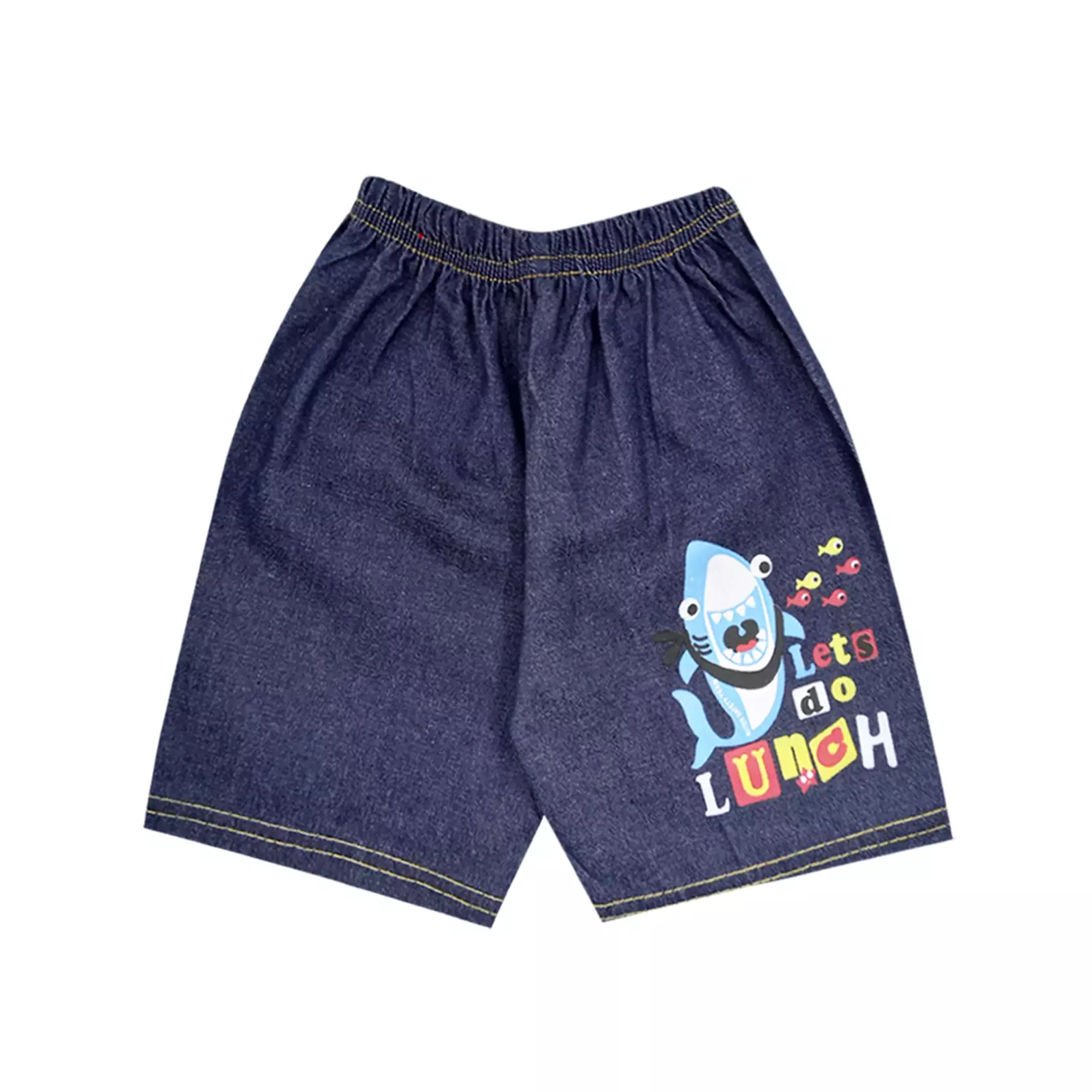 Wakakids Baju Bayi Anak Laki Laki Lengan Pendek Usia 6 Bulan Hingga 12 Bulan Setelan Celana Jeans Motif Shark 3019 Biru