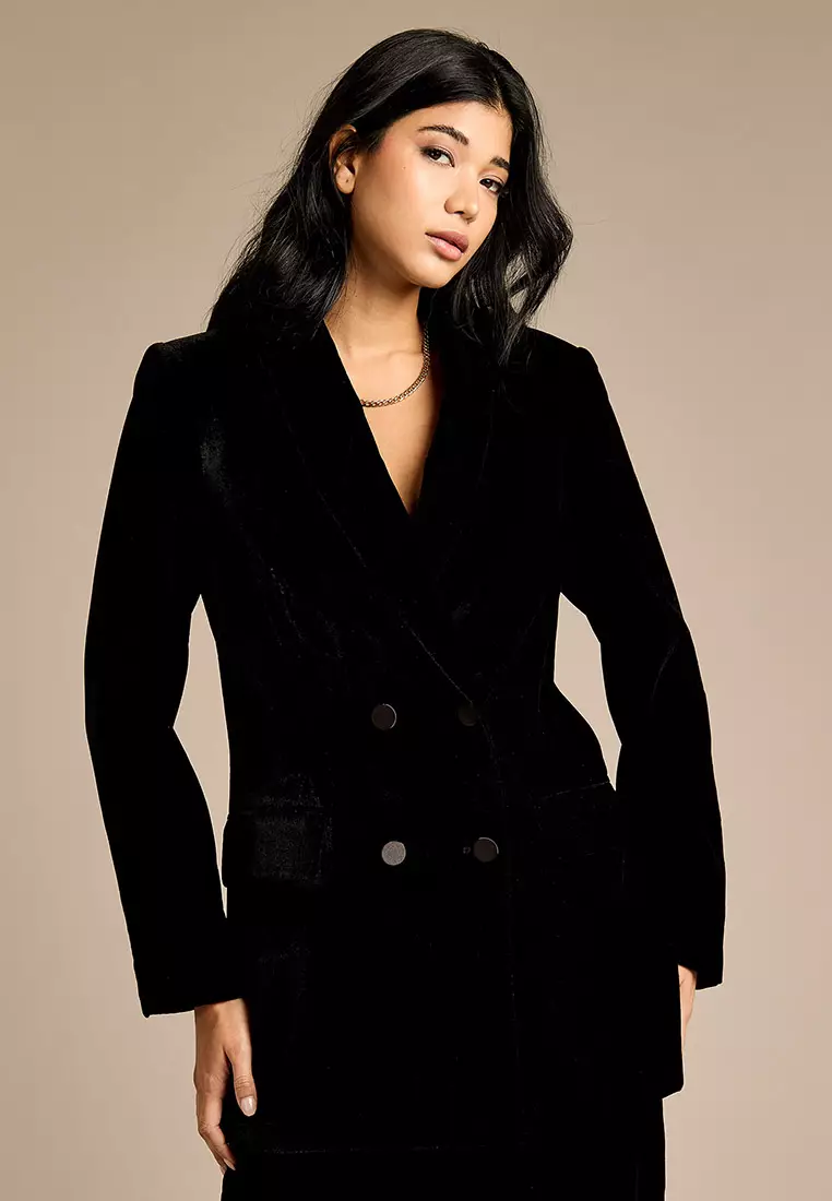 Women velvet blazer top