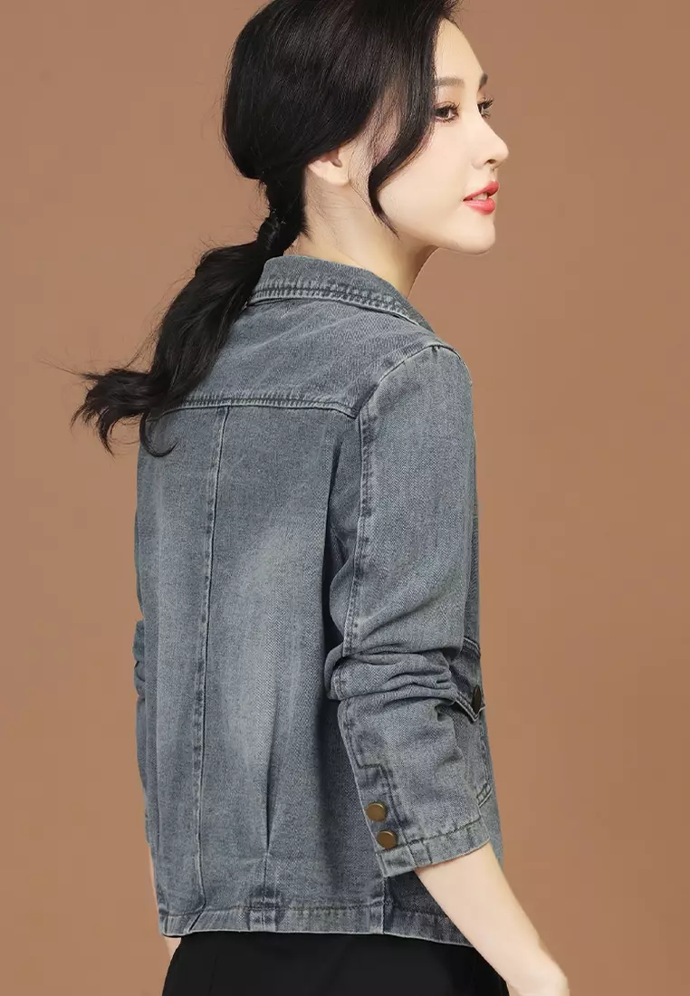 Girl in denim jacket hot sale