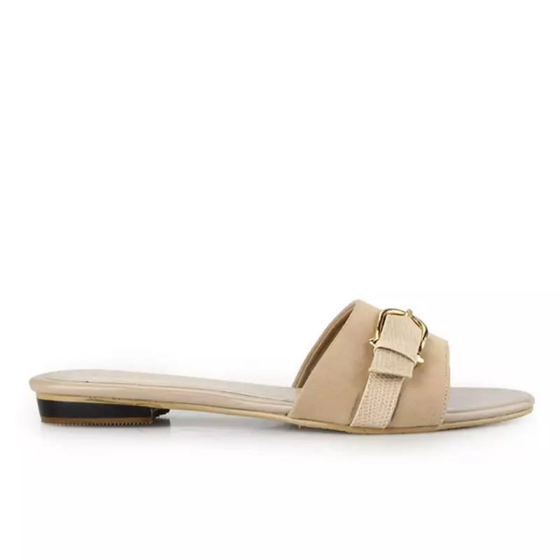 Cortis Sandal wanita Flat Slip On - Cream