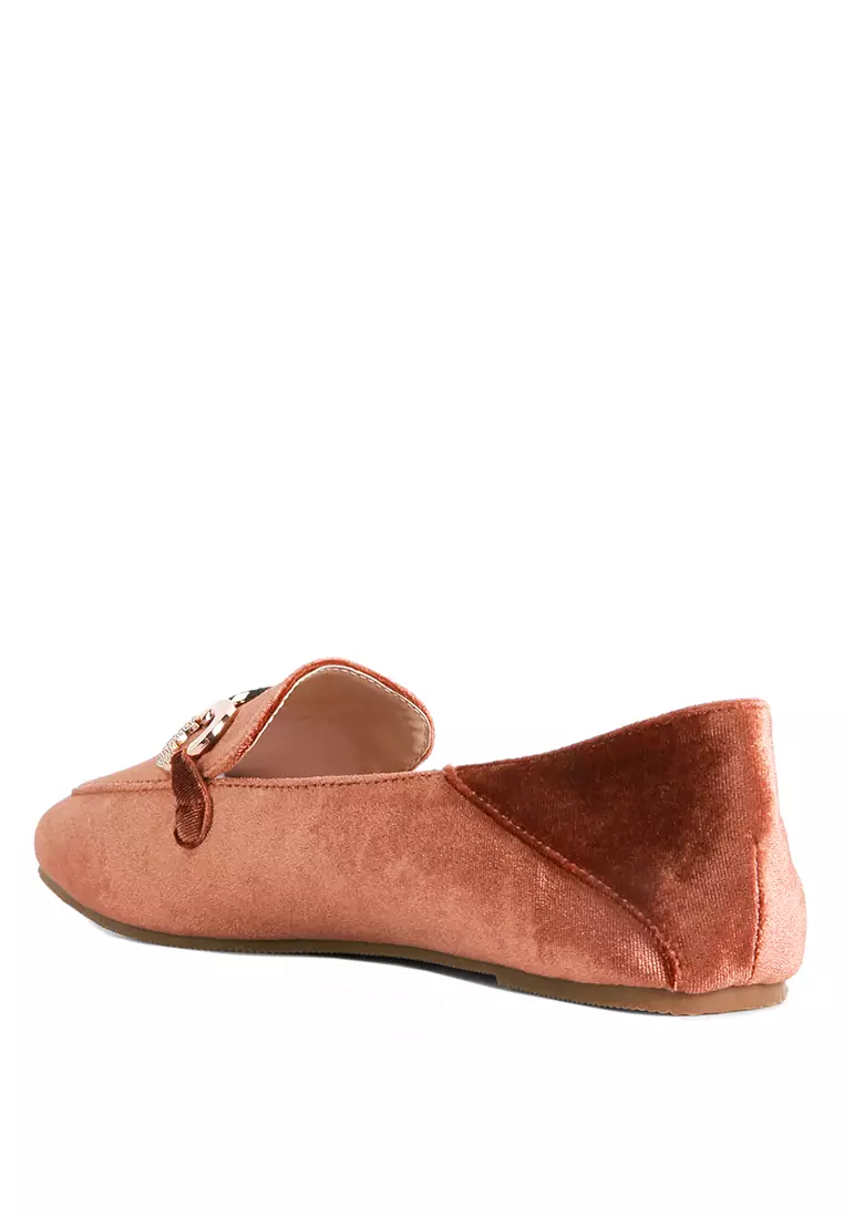 Burgundy Loafers Bertekstur Logam Bertekstur Buaya
