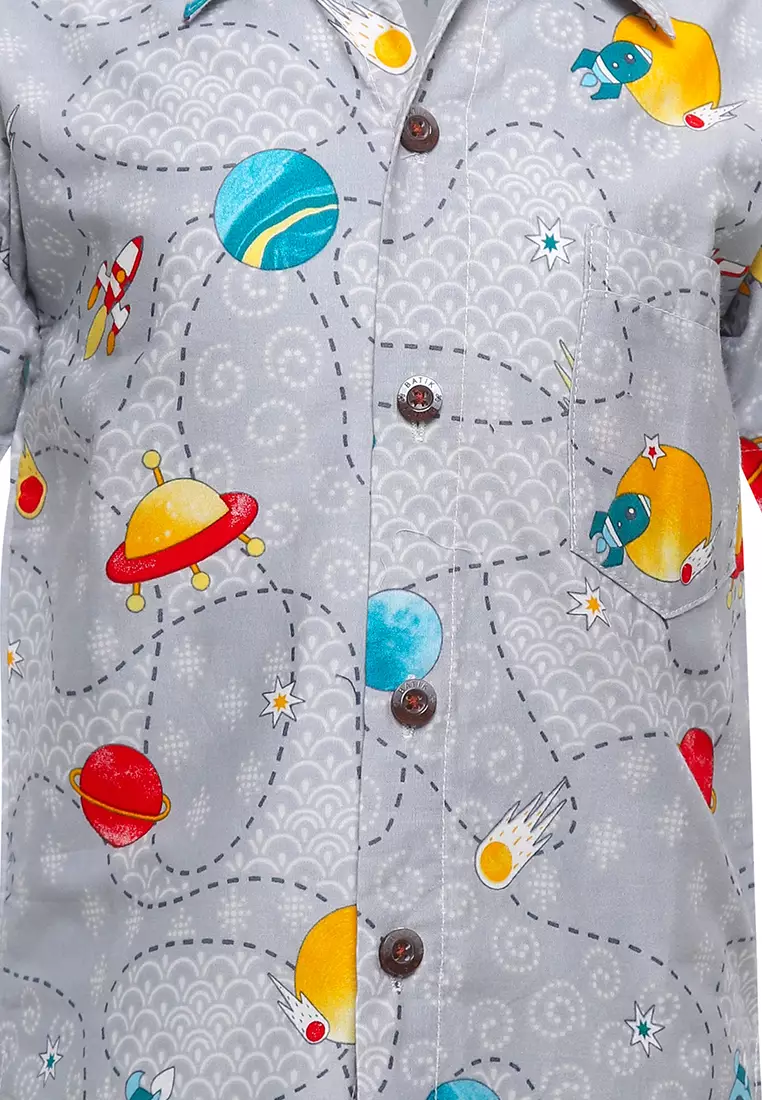 Hem Anak Batik Laki Laki Lengan Pendek Aroniko Grey