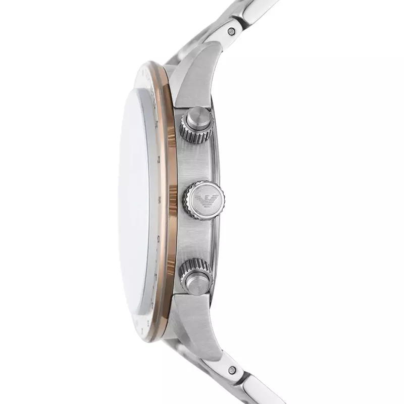 Jam Tangan Pria Emporio Armani AR11352 Chronograph Beige Gold Dial Silver Stainless Steel Strap