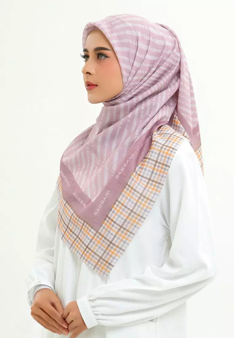 Rabbani - Kerudung Segi Empat Motif Tetra Biani H0 - Rose