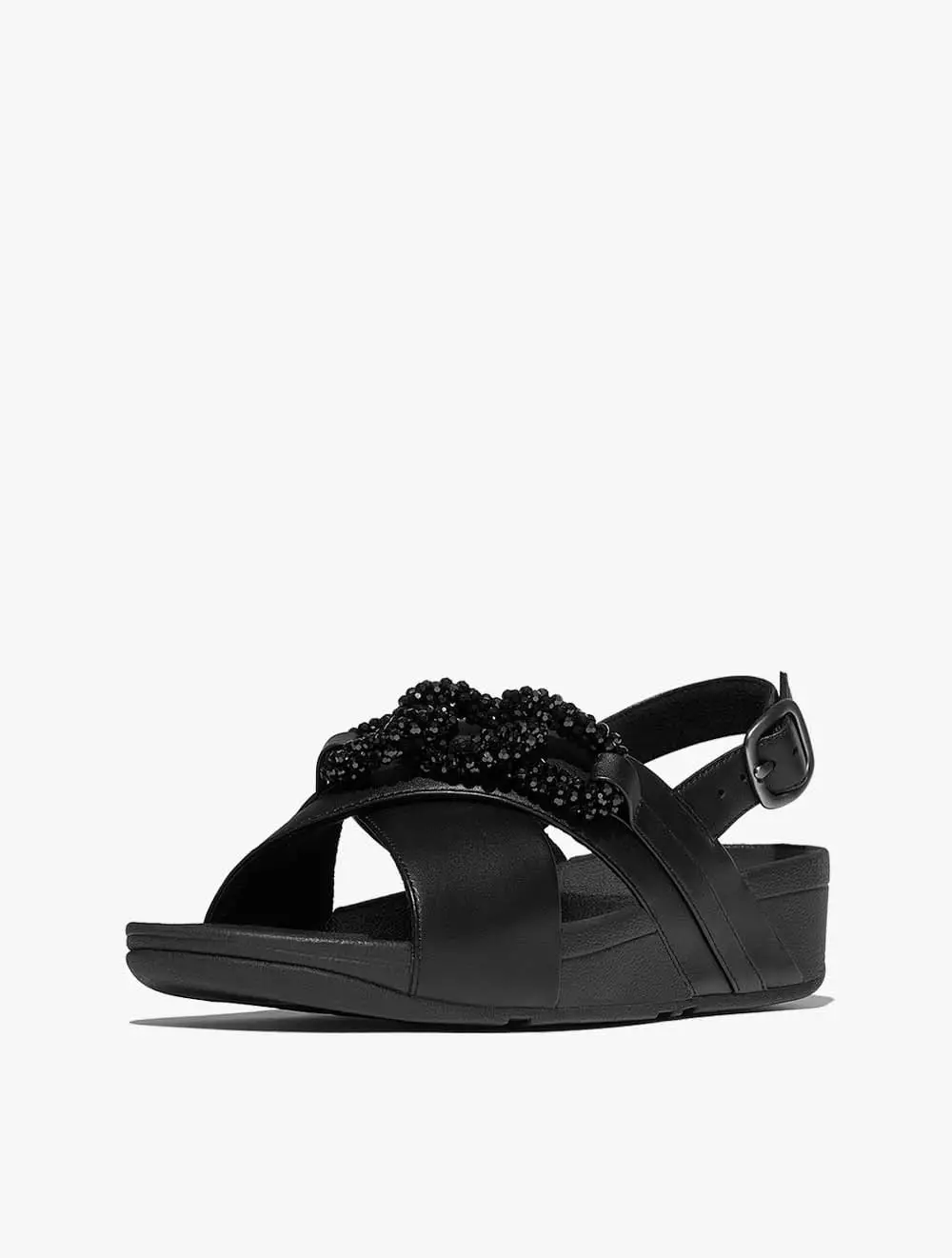 Fitflop Lulu Beaded-Chain Leather Back-Strap Sandals - Black