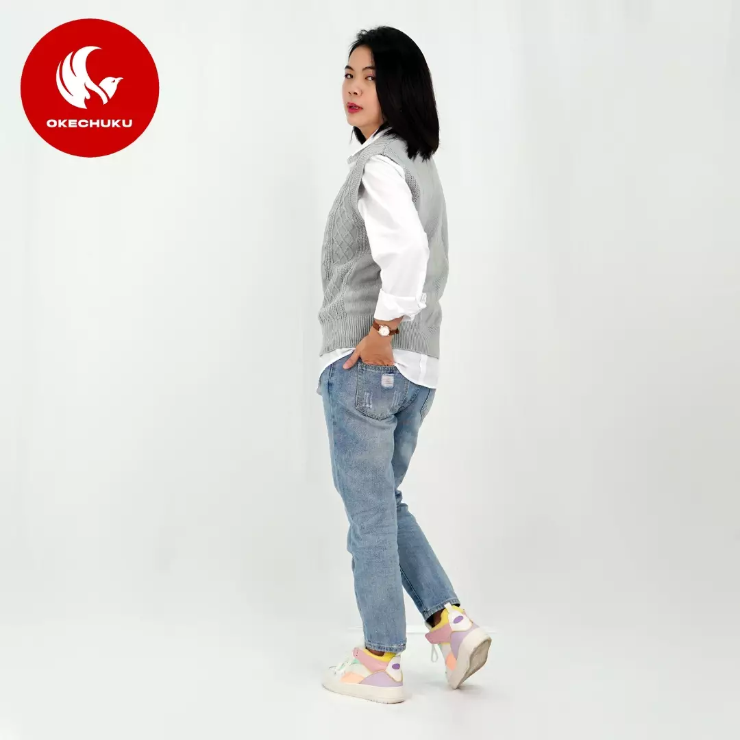  Vest Kancing Rompi Rajut Kancing Knit Outer Korean Style Rompi Rajut Wanita Gaya Korea