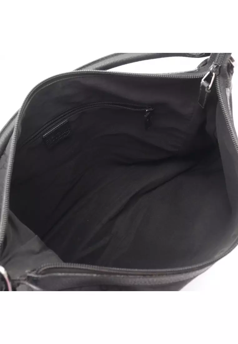 Pre-Loved Gucci GG nylon one shoulder bag Nylon leather black