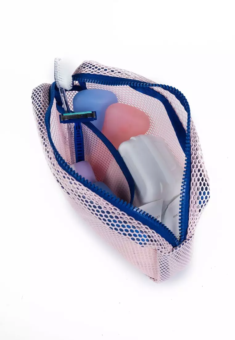 Crossing Jules Everywhere Mesh Pouch (Large) - Pink/Blue