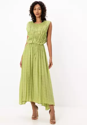 white christmas dresses Rent Asos Design Pleated Pinny Maxi Dress With Satin Wrap Waist In Pink