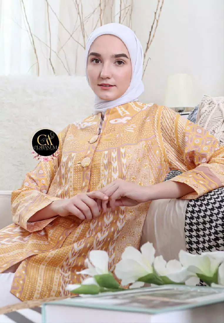 Deepsikha Tunik Batik Wanita Casual Modern Lengan Panjang