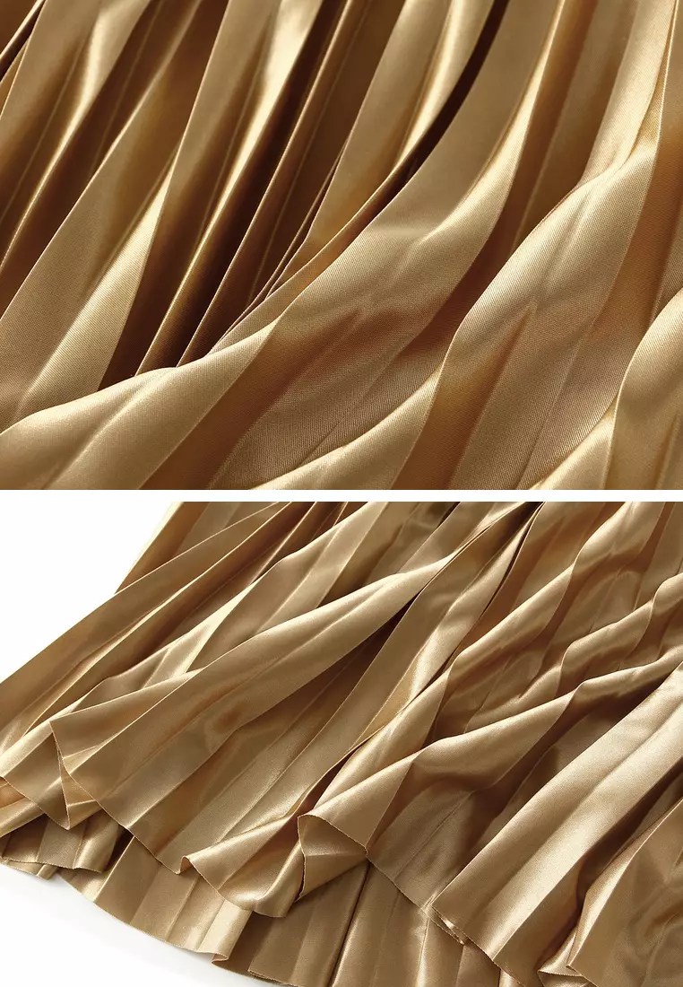 高腰亮面百褶裙 AF-6623