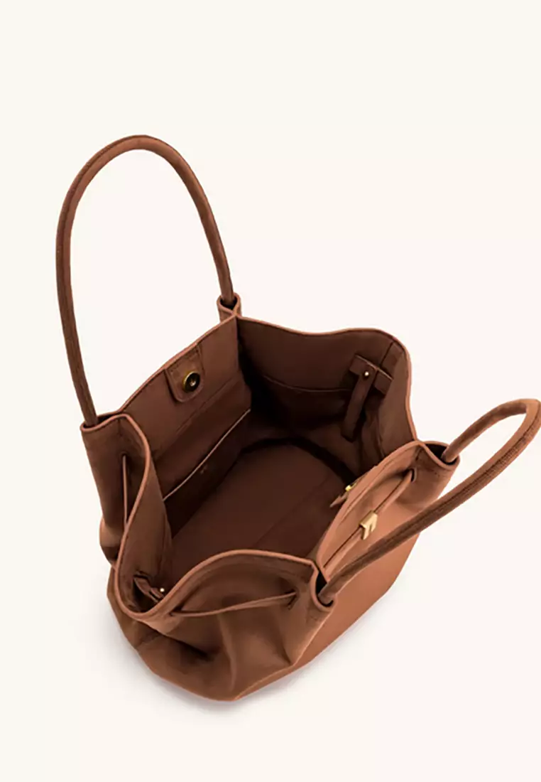 Hana Medium Faux Suede Tote Bag - Brown
