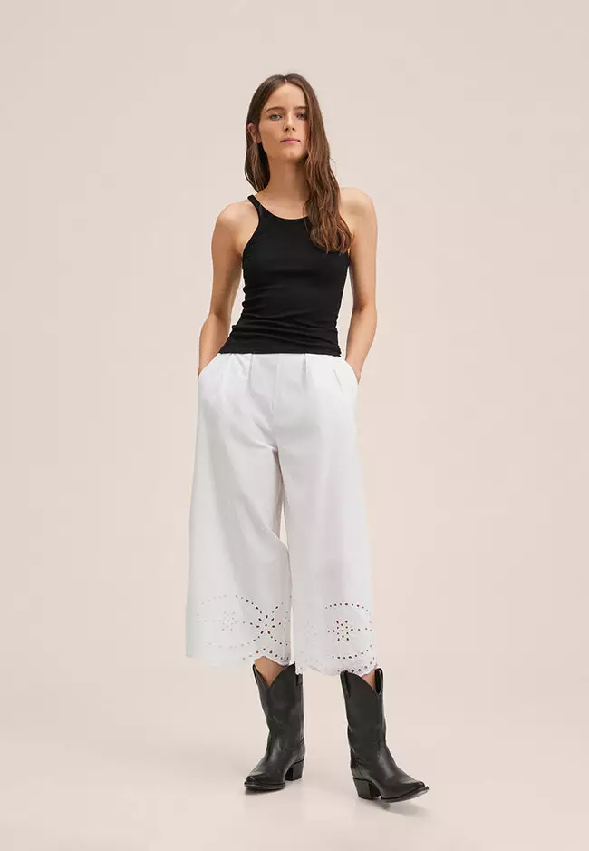 Embroidered Cotton Pants