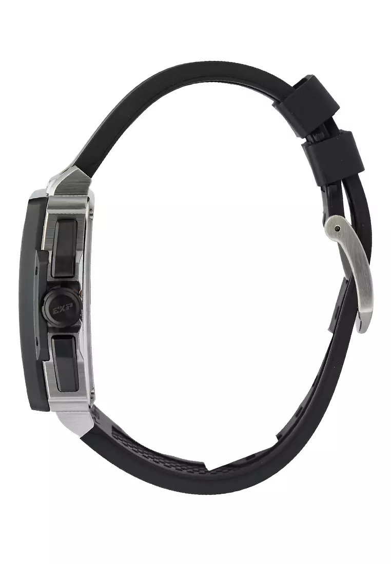 Jam Tangan Pria EXP EX 6844 MCRTBBA - Silver Black - Rubber Strap