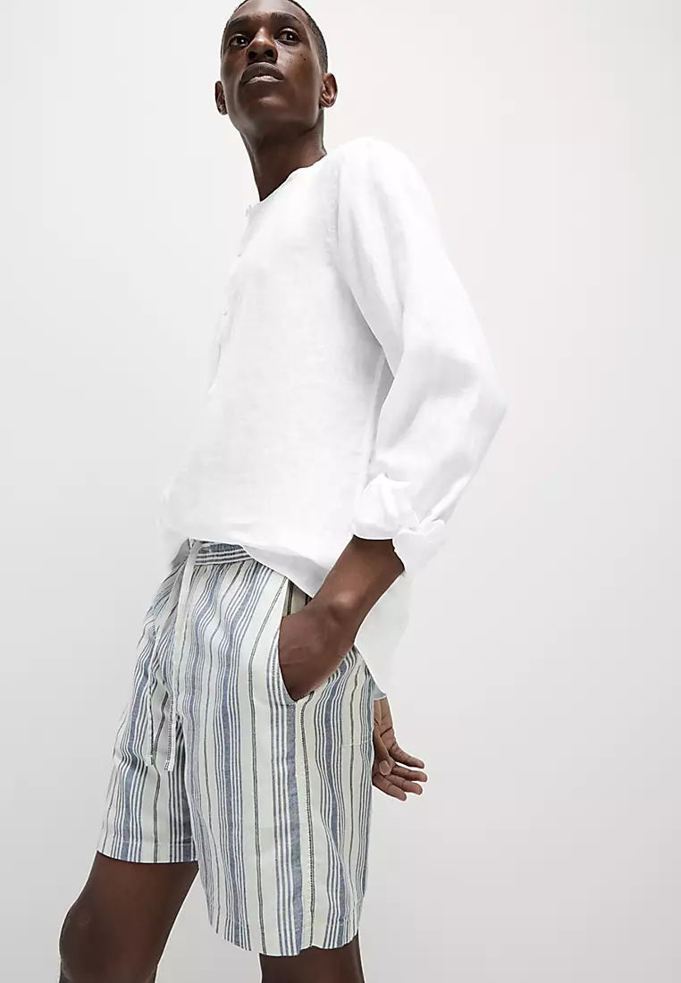 Pure Linen Grandad Collar Shirt