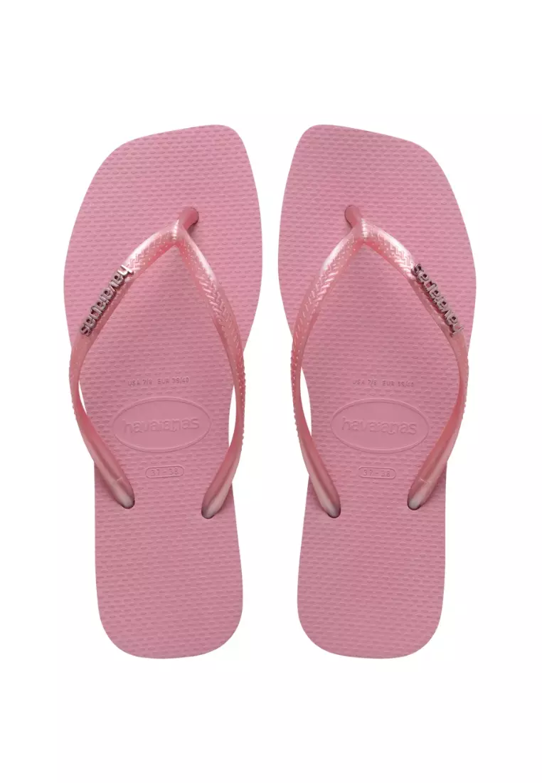 Havaianas Women Slim Square Logo Metallic Flip Flops - Rose Chiffom