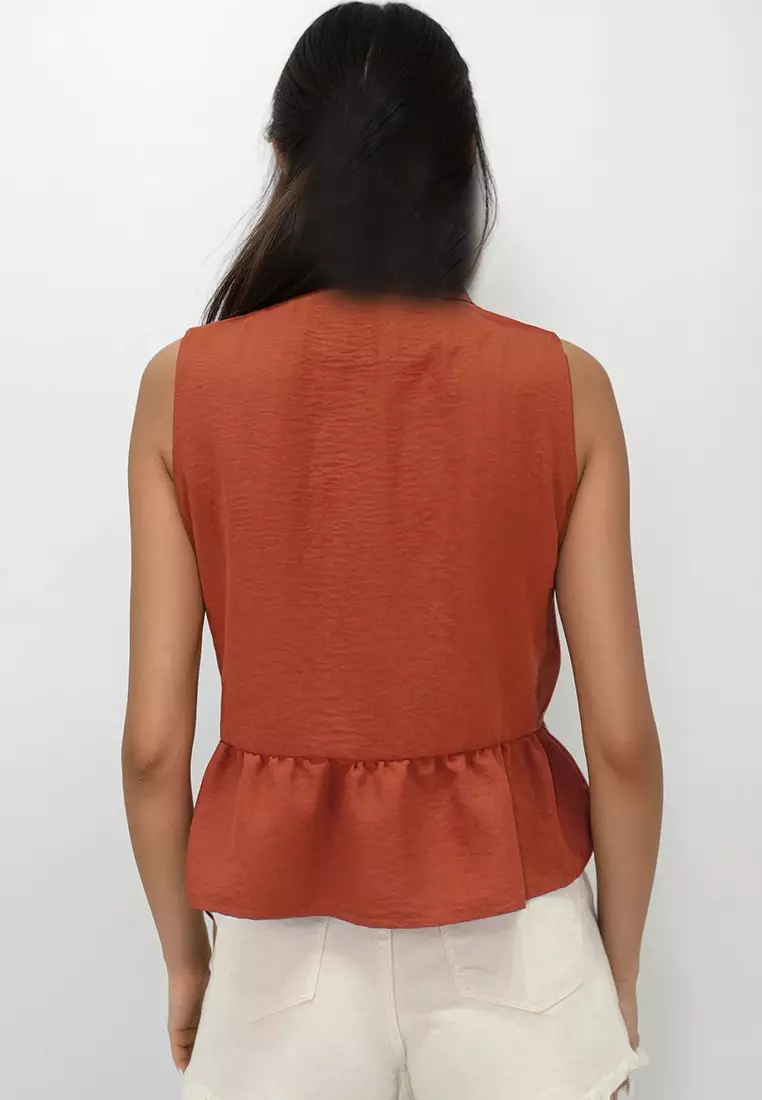 Cotton V-Neck Bow Top