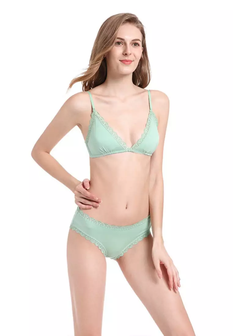 Buy LYCKA LKS2086-LYCKA Lady Sexy Bra and Panty Lingerie Set-Green Online