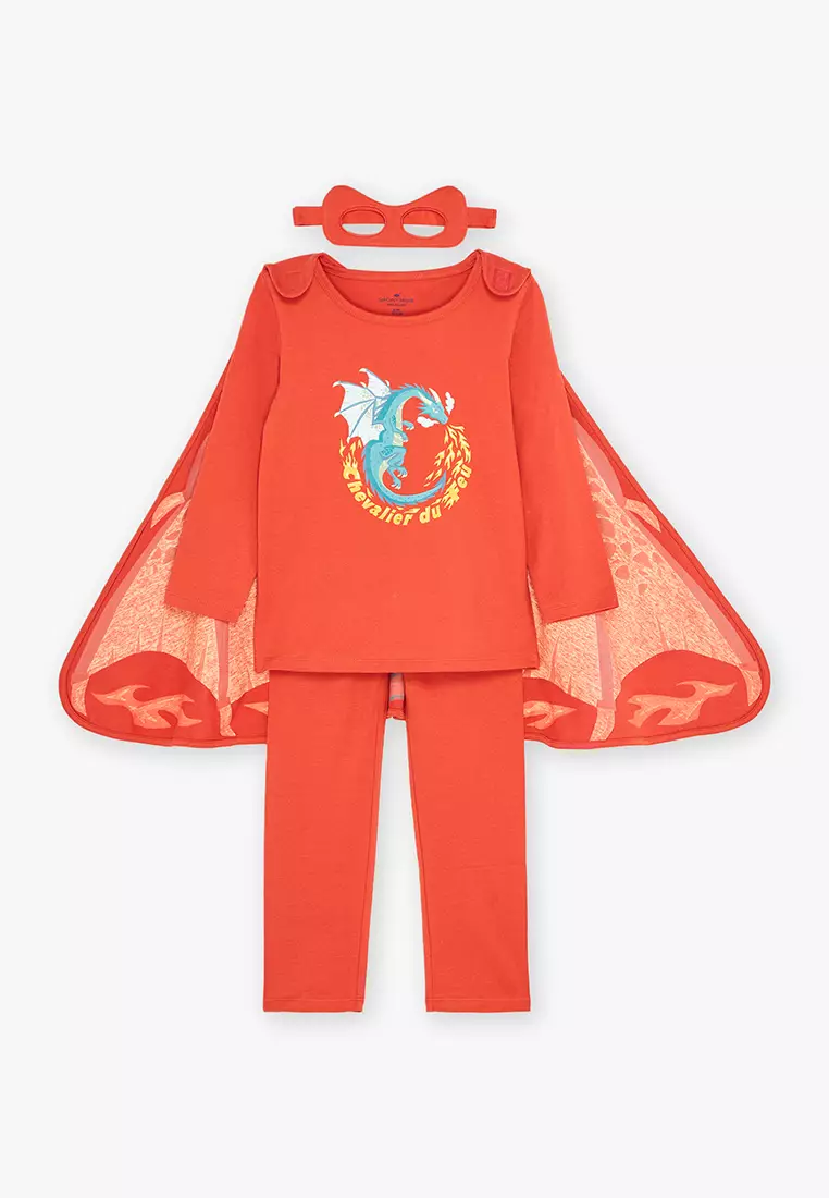 Pyjamas Set with mask and Dragon printed Cape
