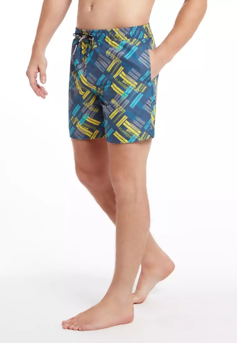 Men Logo Print Elastic Waistband 16' Boardshorts