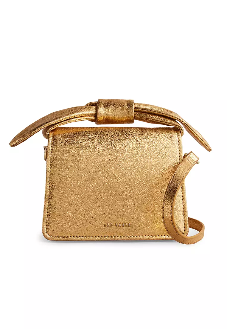 Ted Baker Clutch Bags, Womens Leather bow detail evening bag Gold