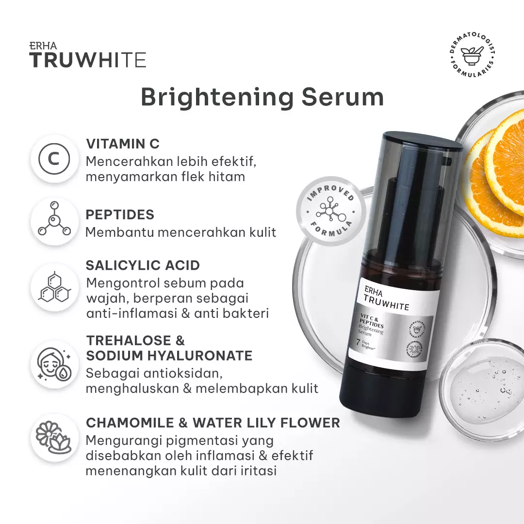 ERHA Truwhite Vit C & Peptides Brightening Serum 20 Ml - Serum Pencerah Wajah