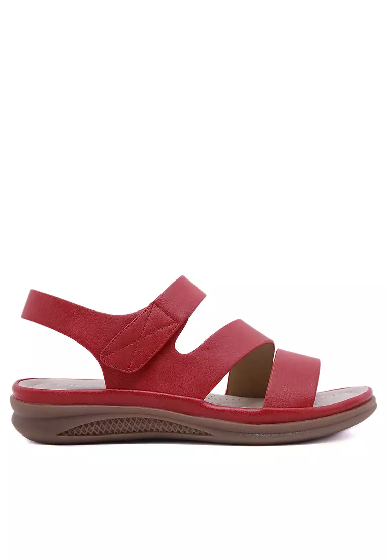 Red new arrivals velcro sandals