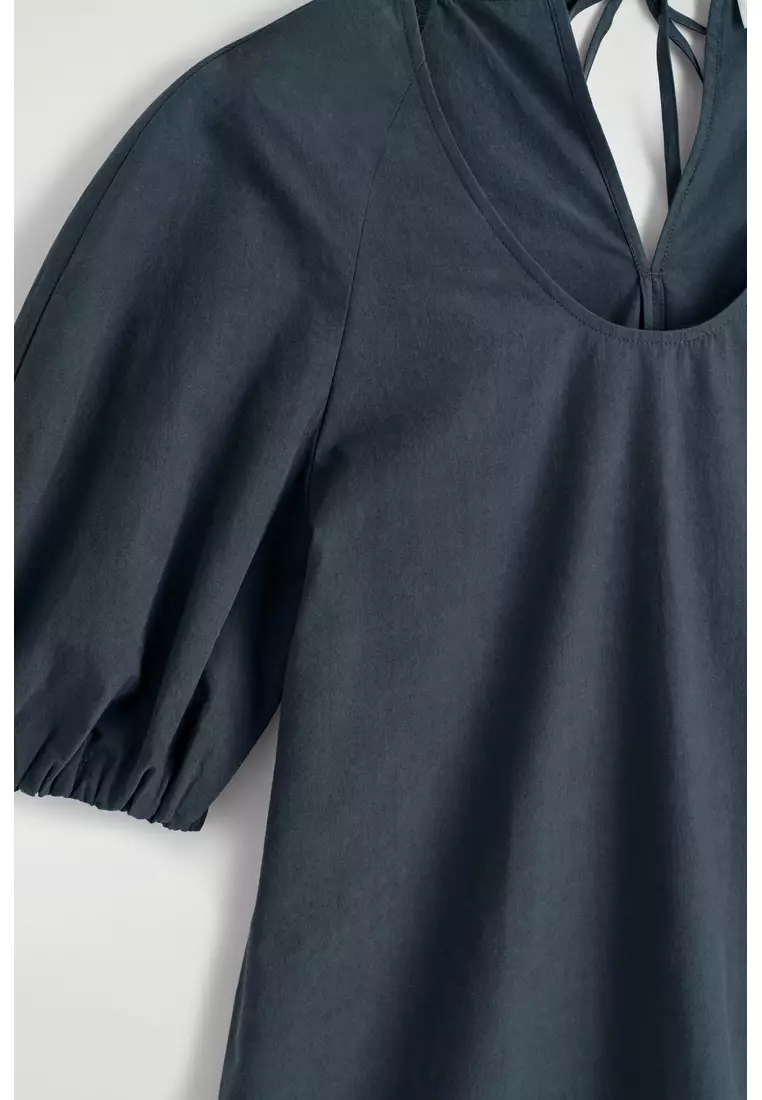 PUFF-SLEEVE COTTON MINI DRESS