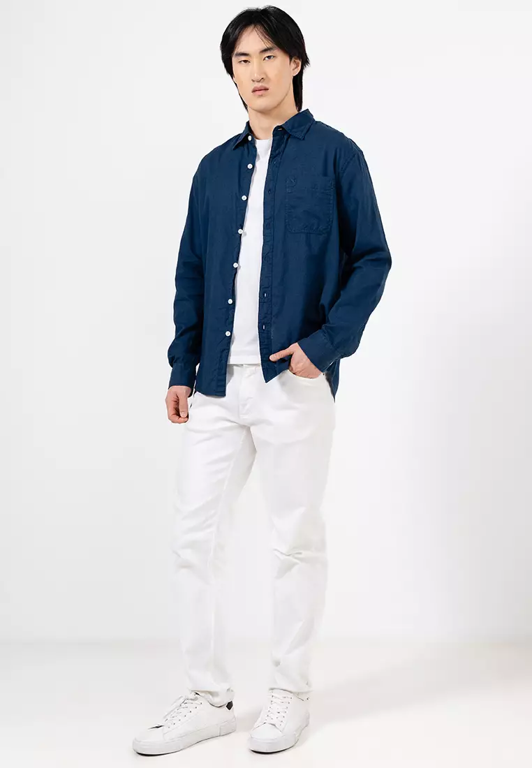 Cotton Linen Garment Dyed Shirt
