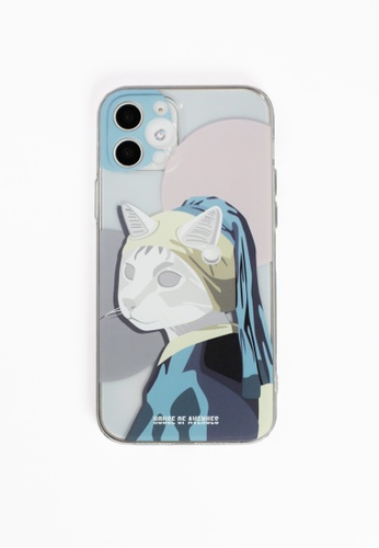 House of Avenues pink Cat with a Pearl Earring Acrylic Soft Shell Phone Case For iPhone 12 D0772AC3373EEEGS_1
