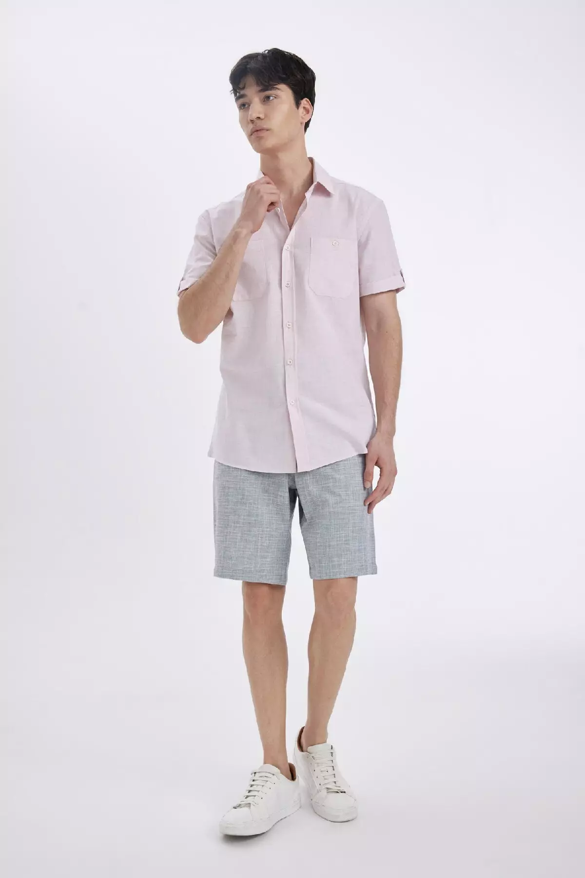 Cotton Bermuda Cargo Shorts - Straight Leg, Regular Fit D1935ax24sm