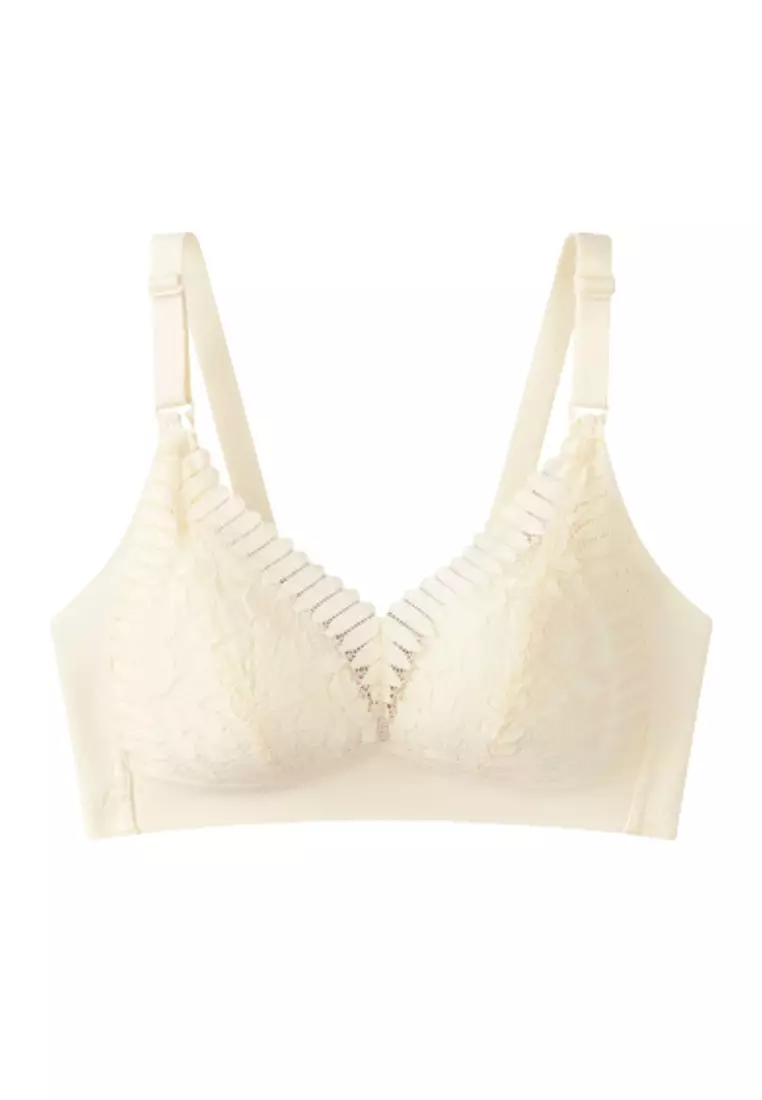Premium Cara Seamless Lace Nursing Bra in Cream Maternity Bra