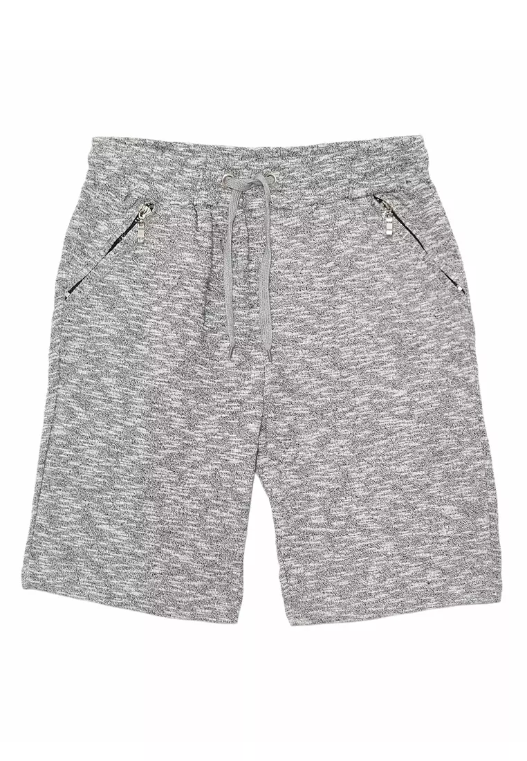 Buy IDENTITY Mens Casual Wear French Terry Shorts with Zipper Grey