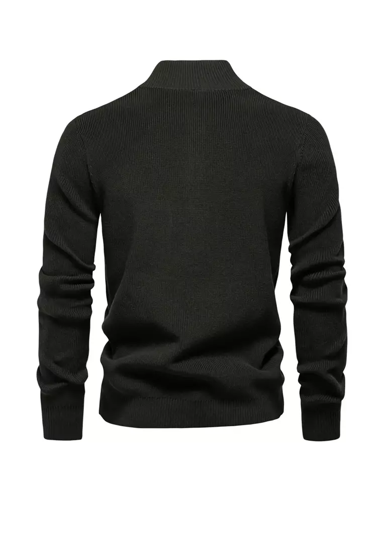 Henley Neck Knit Sweater AX-SW833