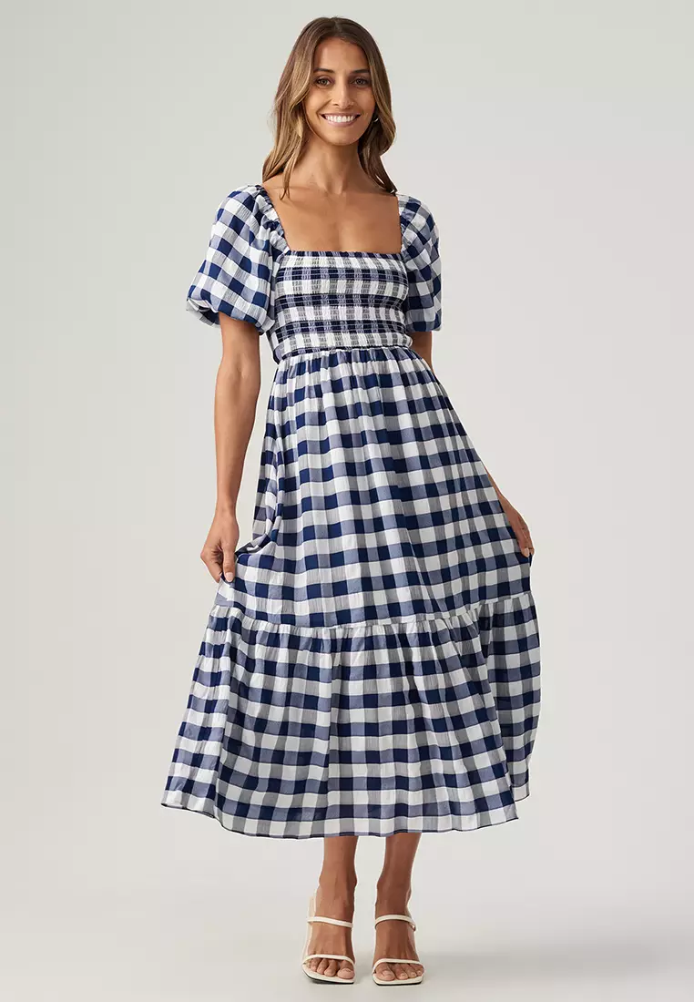 Midi gingham deals dress