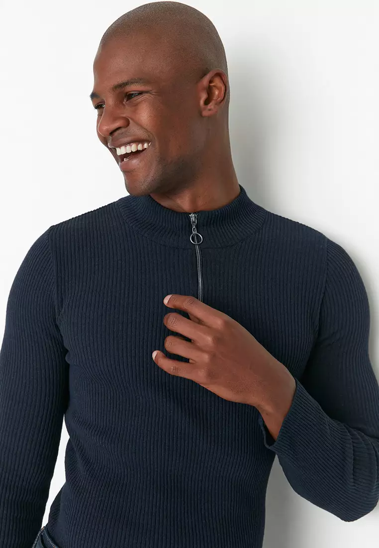 Buy Trendyol Slim Fit Zip Sweater 2024 Online ZALORA Philippines