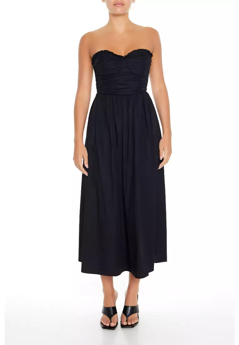 Strapless ruffle midi dress cheap
