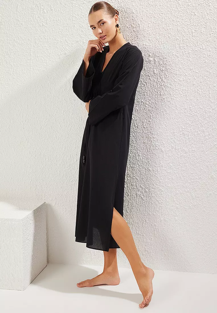 Woven Flounce Beach Midi Dress