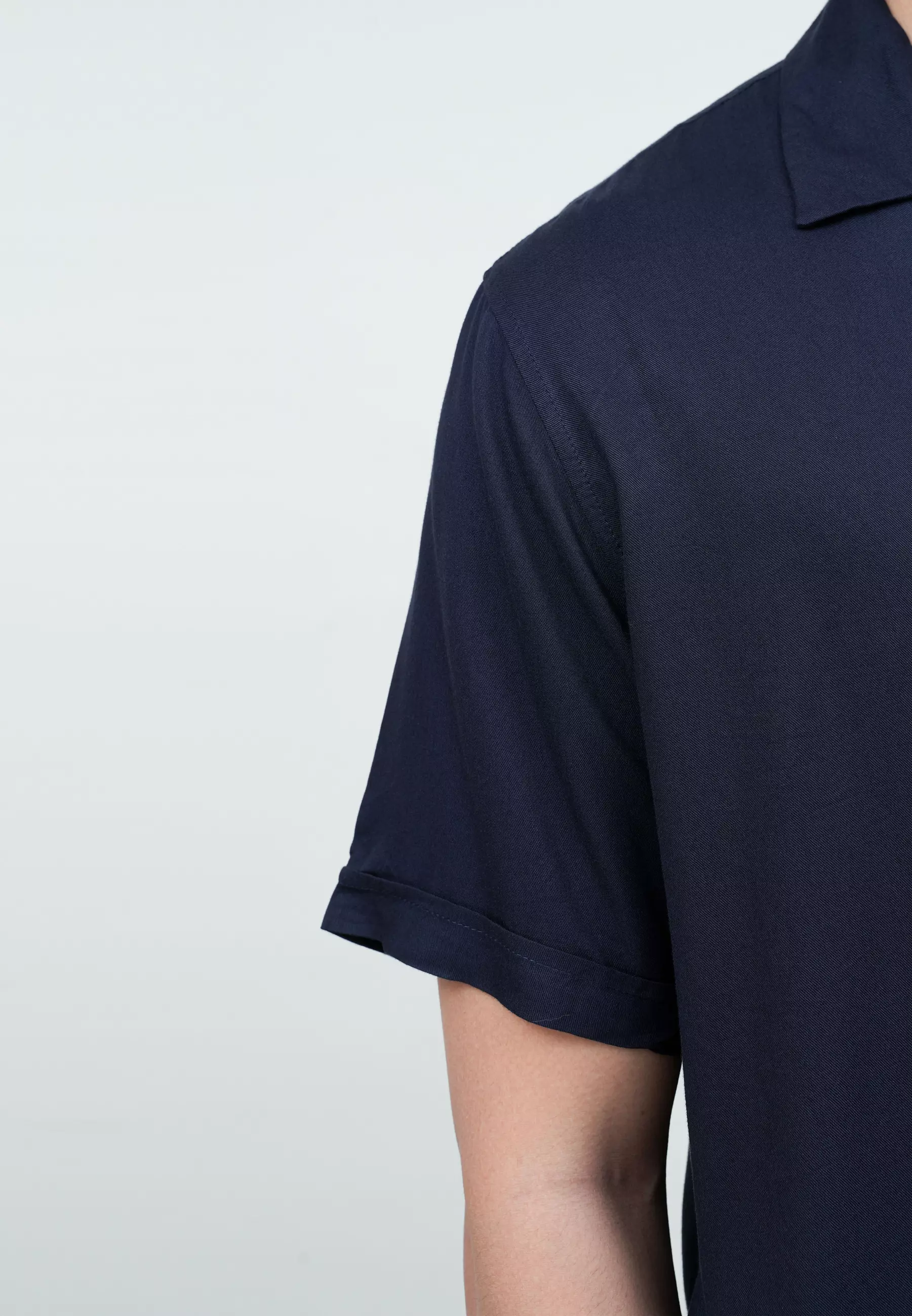 Houseofcuff Kemeja Bowling Lengan Pendek Rayon Shirt Navy