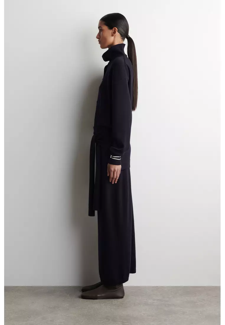 MERINO WOOL FUNNEL-NECK CARDIGAN