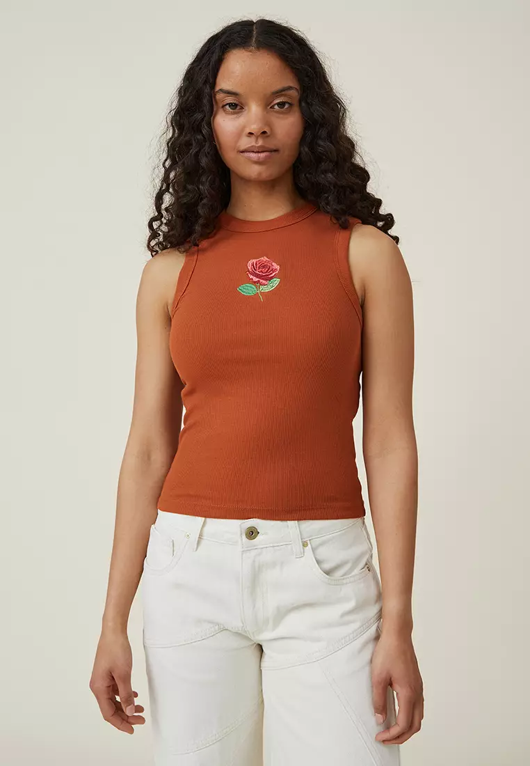 Aspire cropped ribbed stretch-cotton jersey tank